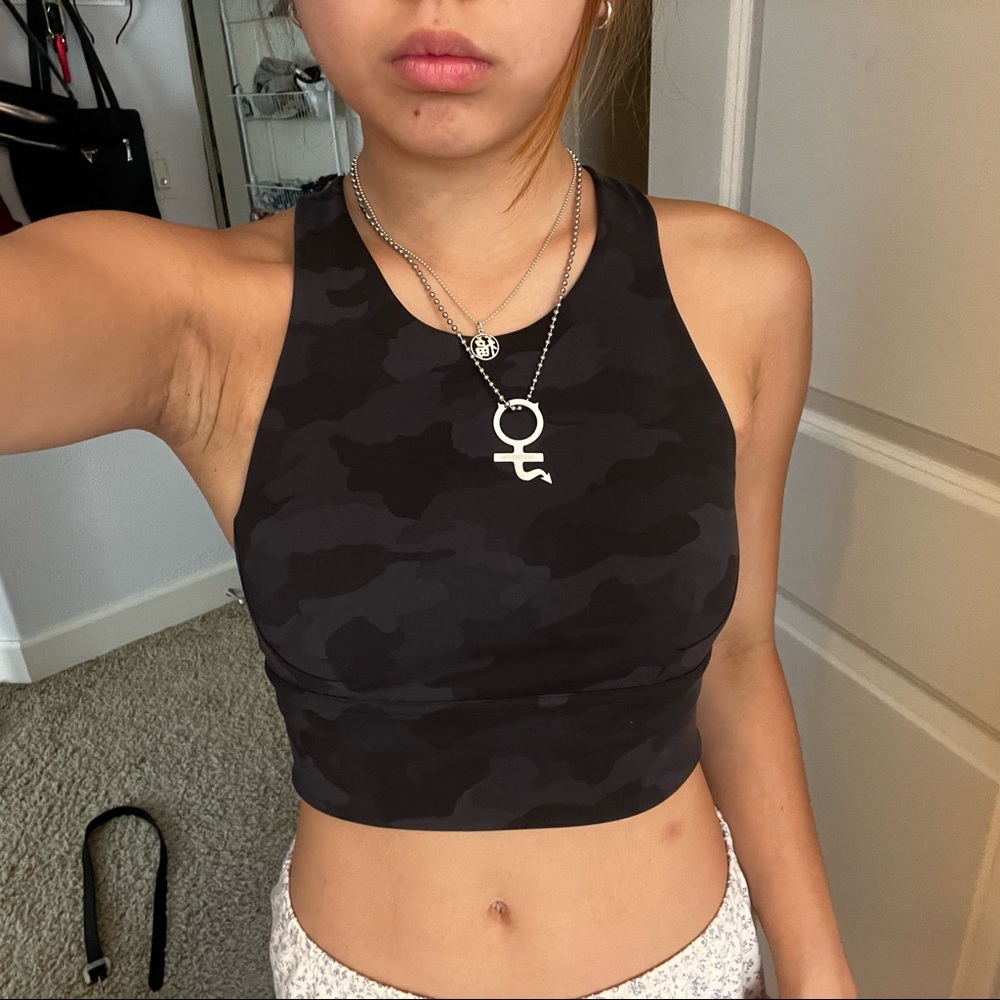 lululemon wunder train longline bra black camo